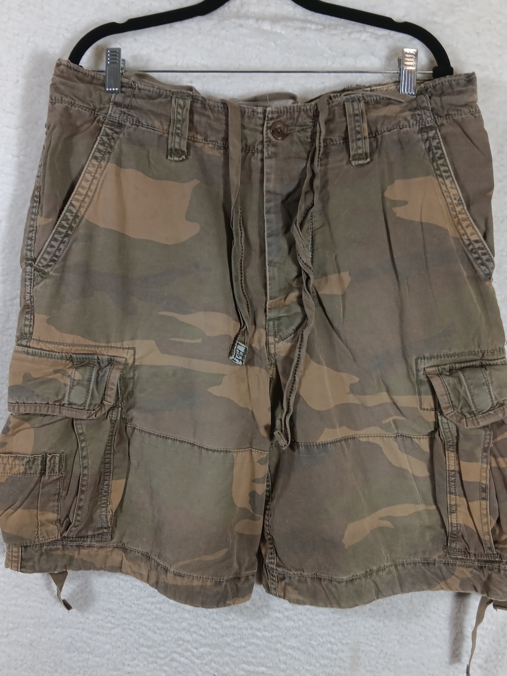 Vintage Abercrombie & Fitch Shorts Mens M (36) Green Camo Cargo Paratrooper Y2K